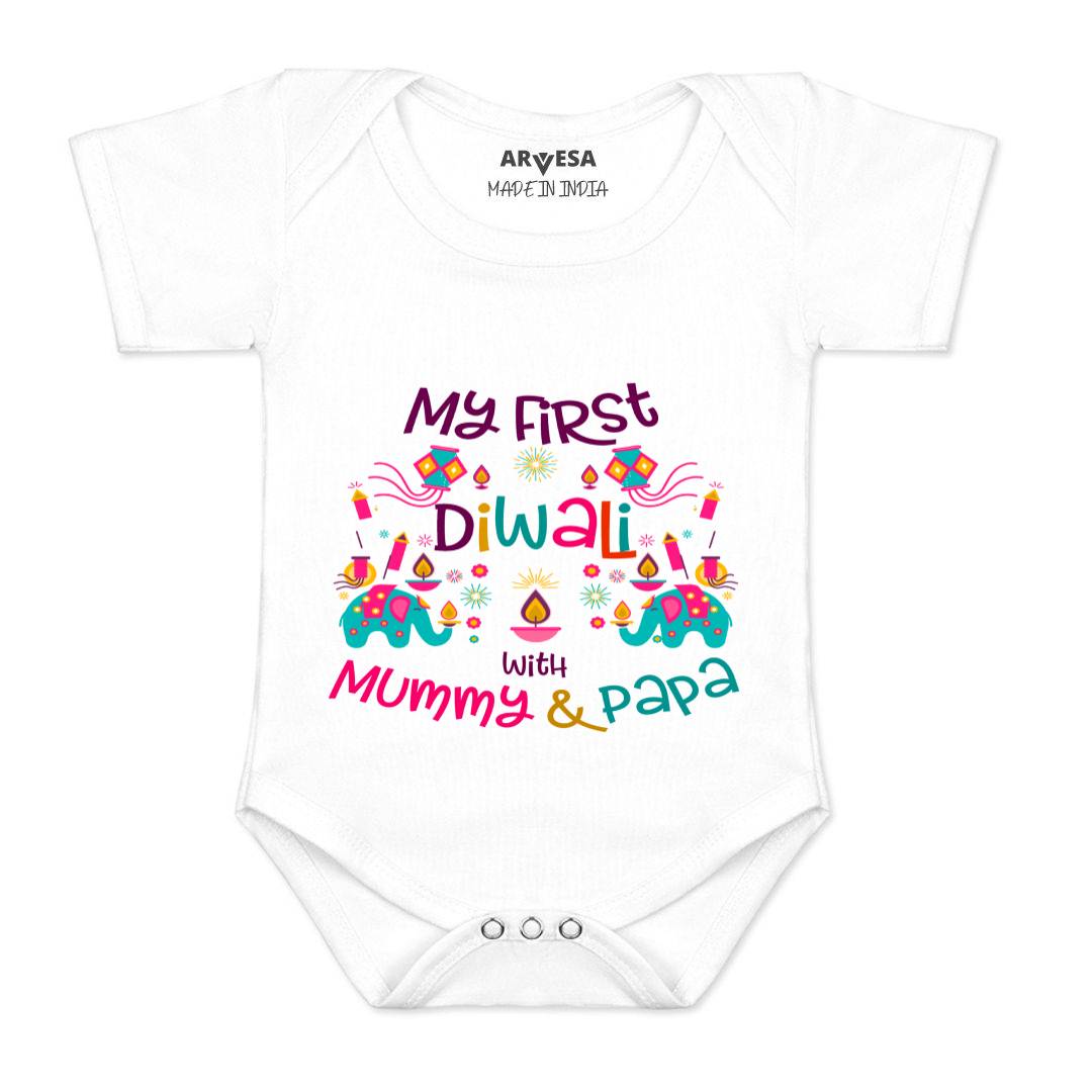 Arvesa Design-1102 Diwali My First Baby Boy and Baby Girl Dress .