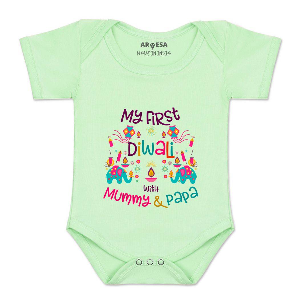Arvesa Design-1102 Diwali My First Baby Boy and Baby Girl Dress .