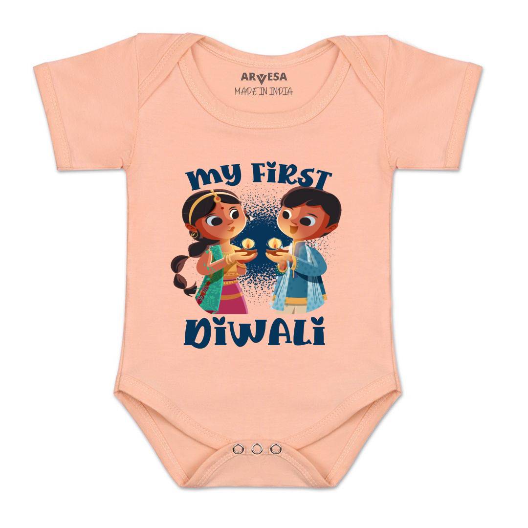 Arvesa Design-1103 Diwali My First Baby Boy and Baby Girl Dress .