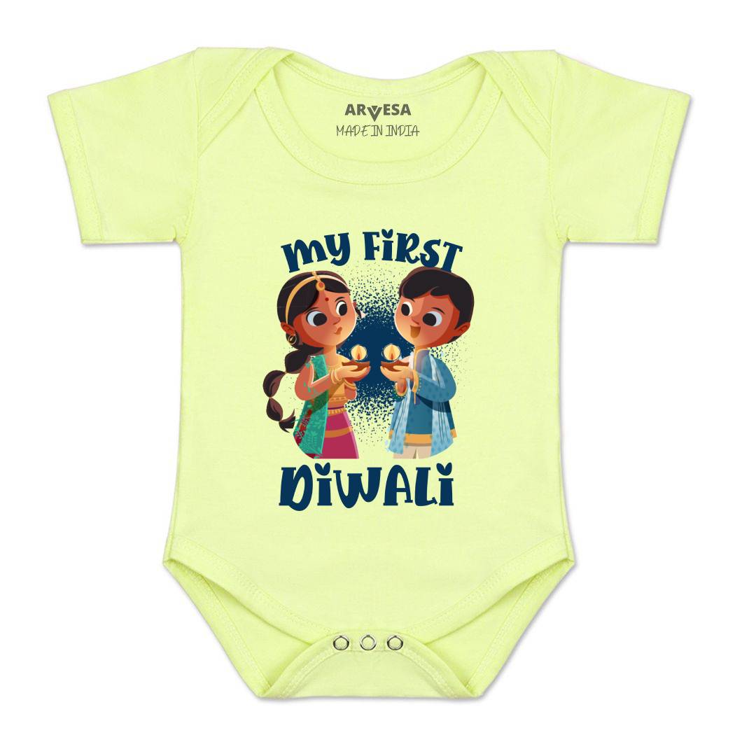 Arvesa Design-1103 Diwali My First Baby Boy and Baby Girl Dress .