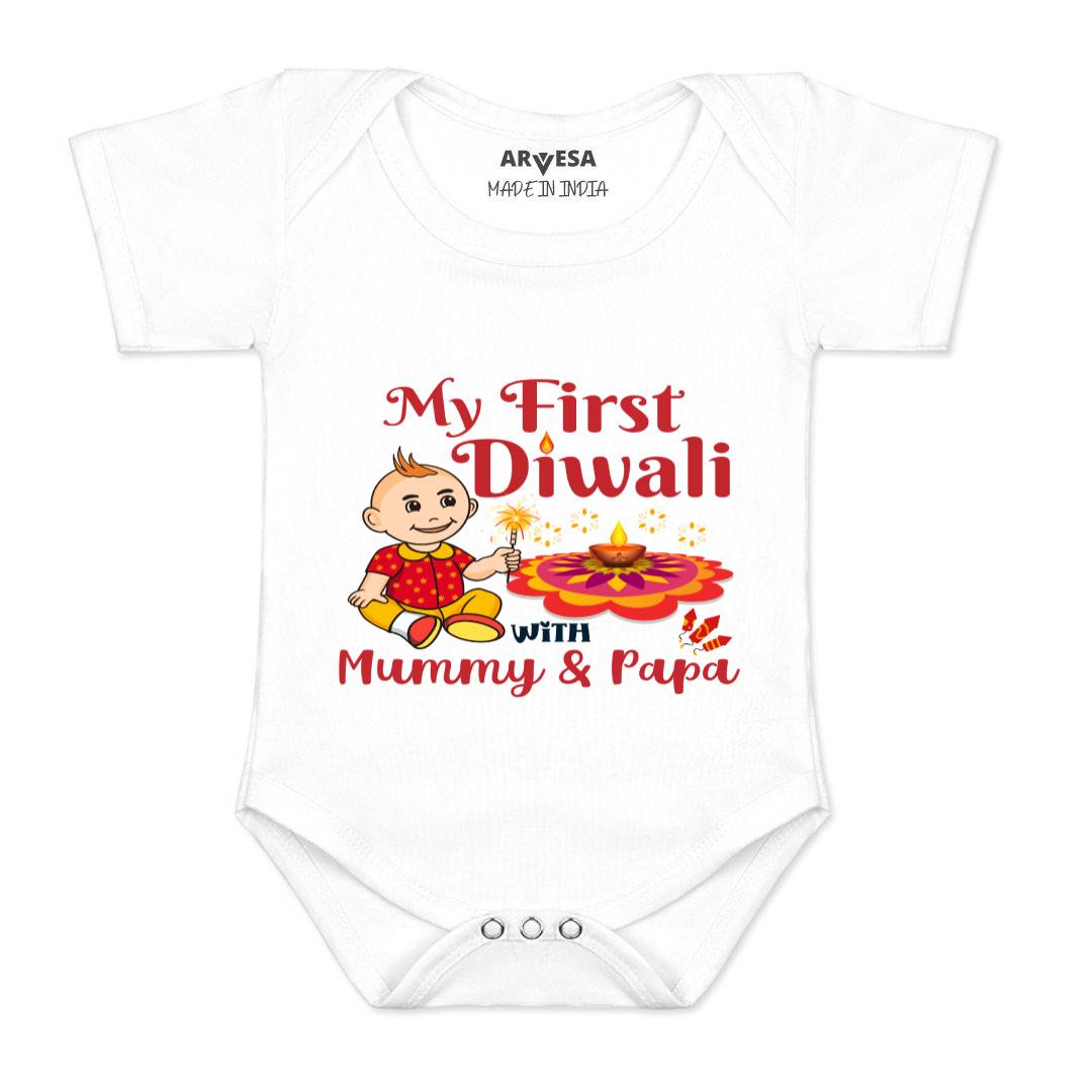 Arvesa Design-1104 Diwali My First Baby Boy and Baby Girl Dress .