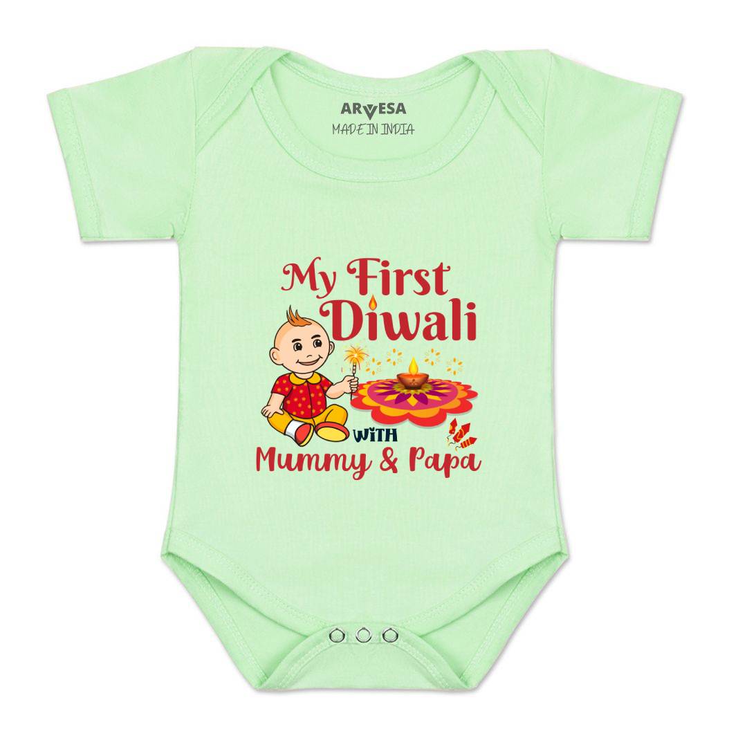 Arvesa Design-1104 Diwali My First Baby Boy and Baby Girl Dress .