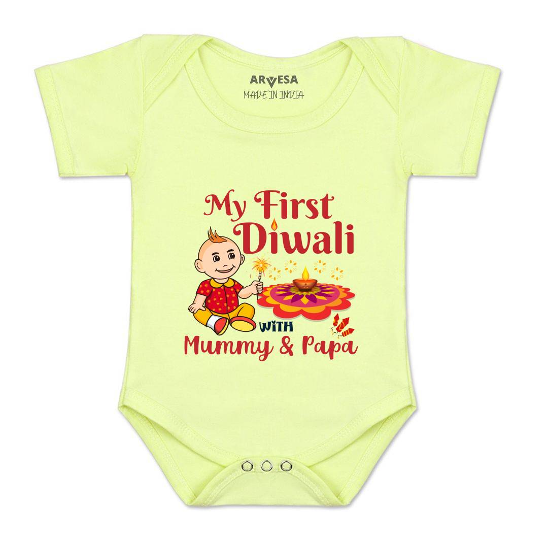 Arvesa Design-1104 Diwali My First Baby Boy and Baby Girl Dress .
