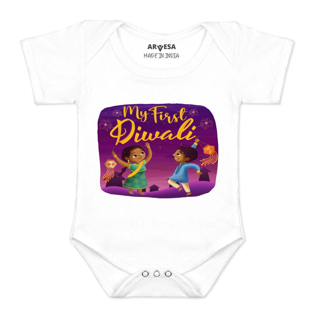 Arvesa Design-1105 Diwali My First Baby Boy and Baby Girl Dress .