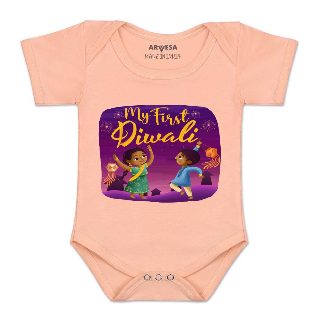 Arvesa Design-1105 Diwali My First Baby Boy and Baby Girl Dress .