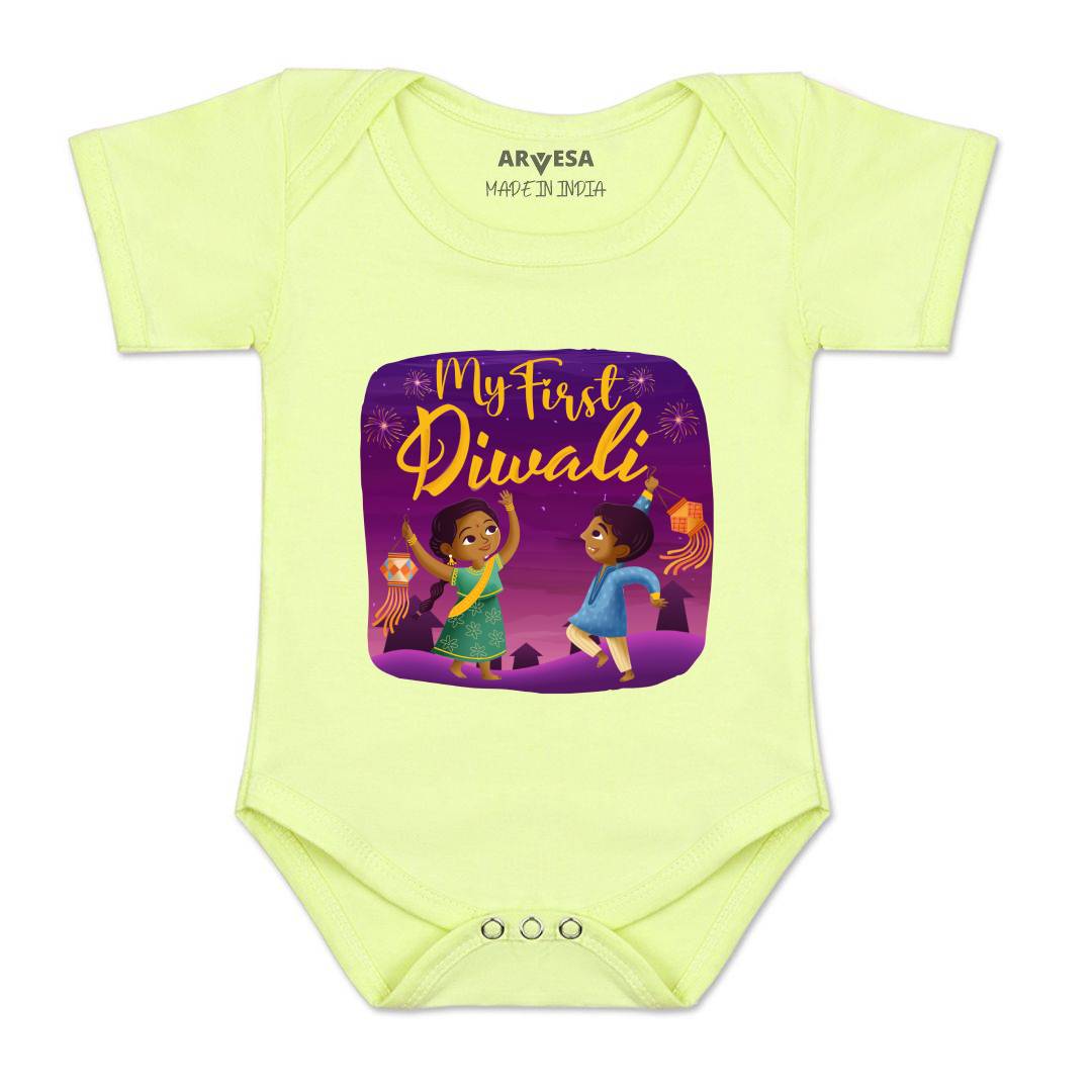 Arvesa Design-1105 Diwali My First Baby Boy and Baby Girl Dress .