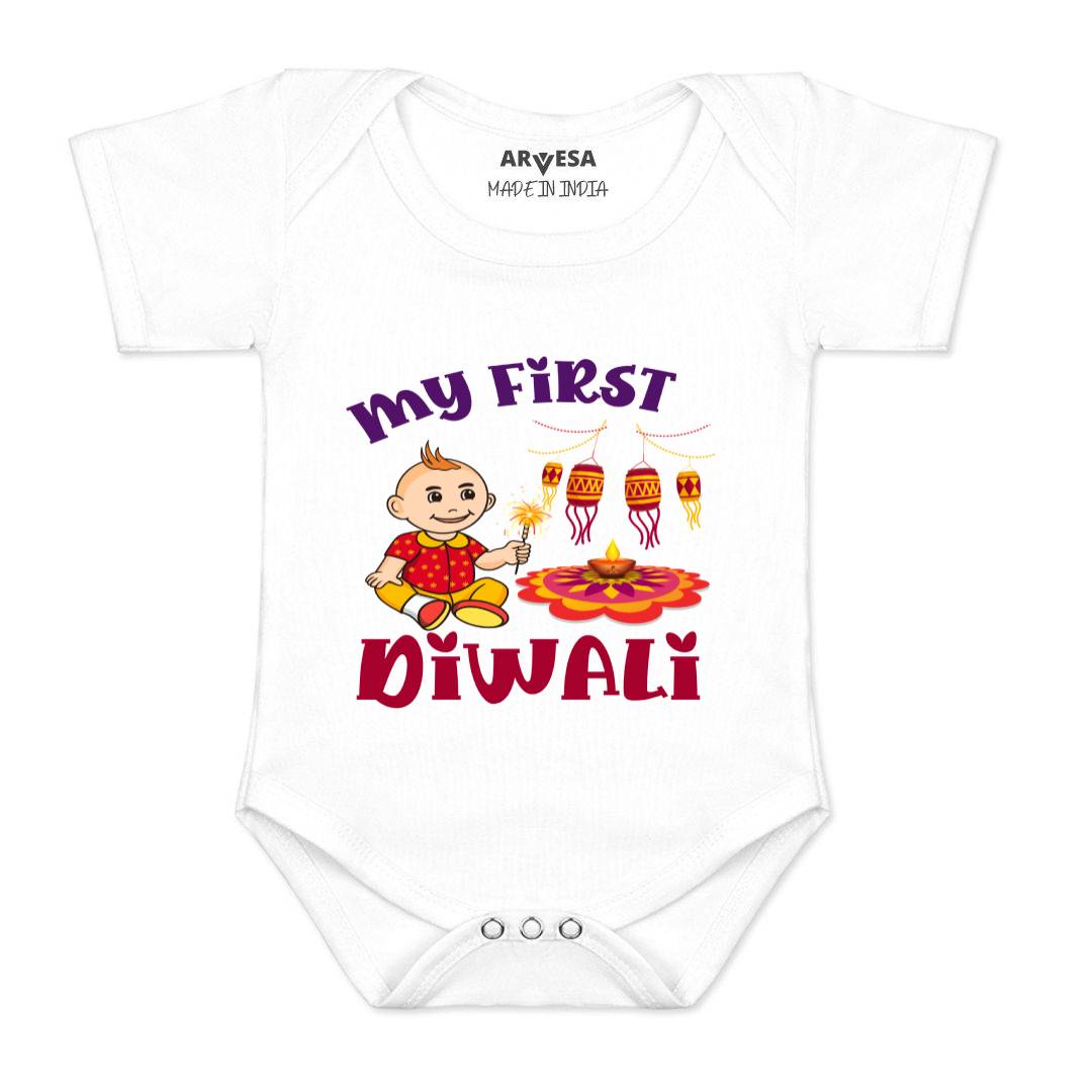 Arvesa Design-1111 Diwali My First Baby Boy and Baby Girl Dress .
