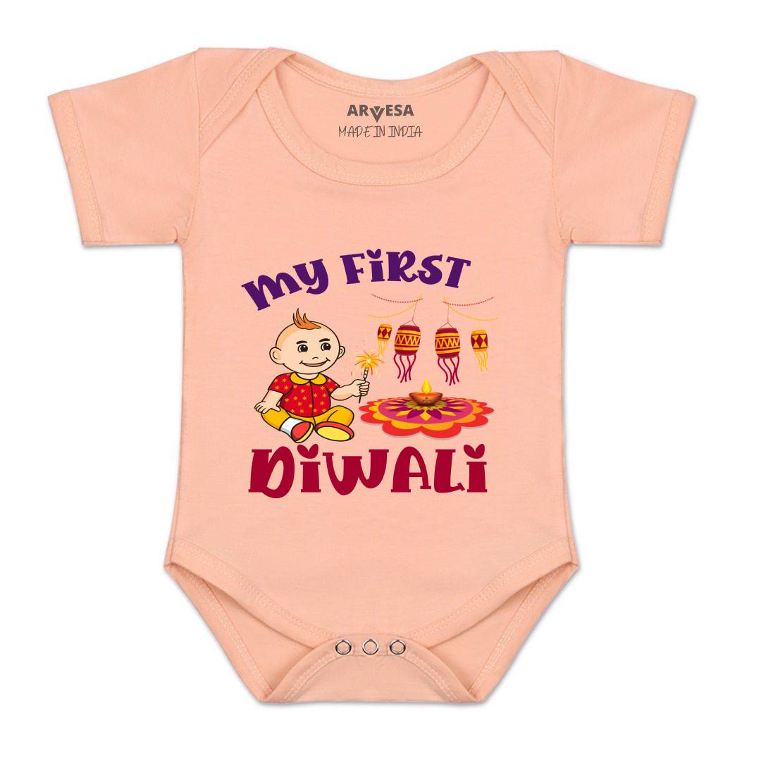Arvesa Design-1111 Diwali My First Baby Boy and Baby Girl Dress .