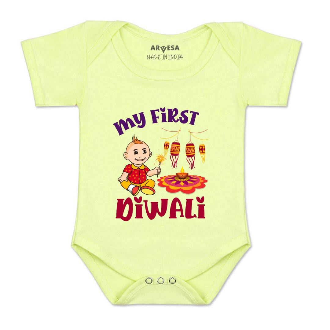 Arvesa Design-1111 Diwali My First Baby Boy and Baby Girl Dress .