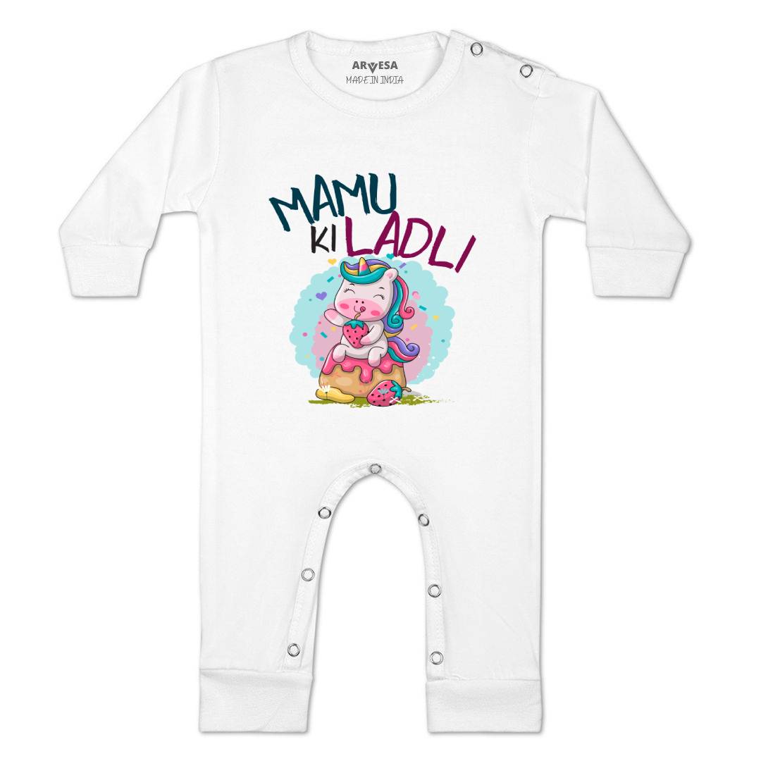 Arvesa Mamu Ki Ladli Design-1172 White 0-3 Months Jumpsuit for Baby Boy & Girl dress .