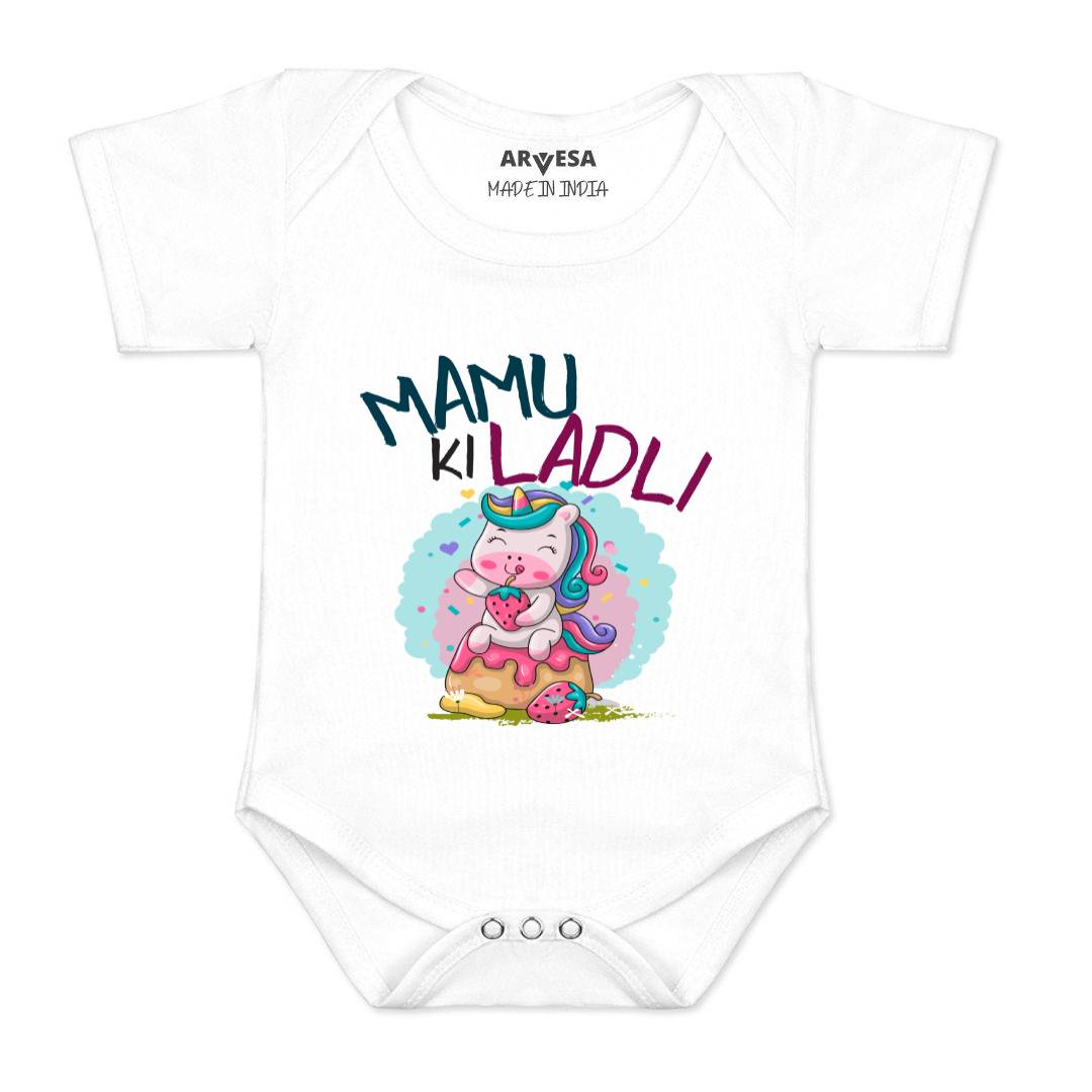 Arvesa Mamu Ki Ladli Design-1172 White 0-3 Months Jumpsuit for Baby Boy & Girl dress .