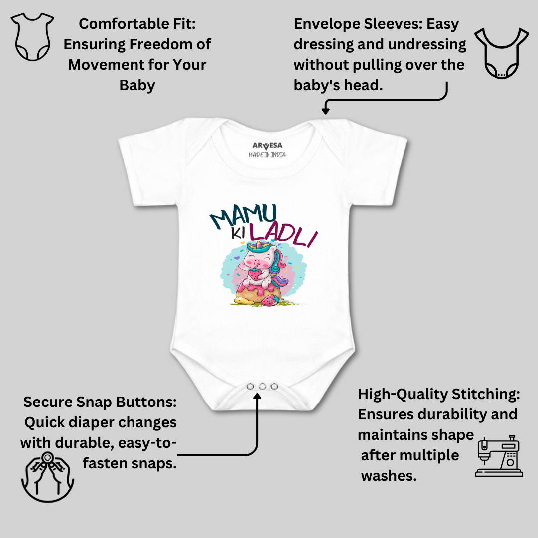 Arvesa Mamu Ki Ladli Design-1172 White 0-3 Months Jumpsuit for Baby Boy & Girl dress .