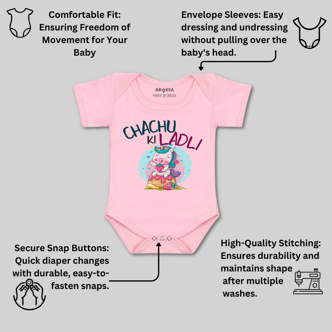 Arvesa Chachu Ki Ladli Design-1173 White 0-3 Months Jumpsuit for Baby Boy & Girl dress .