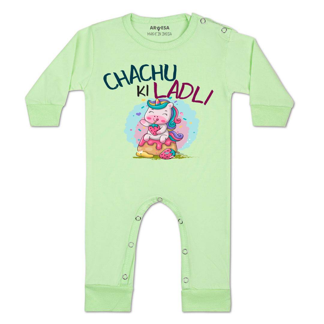 Arvesa Chachu Ki Ladli Design-1173 White 0-3 Months Jumpsuit for Baby Boy & Girl dress .