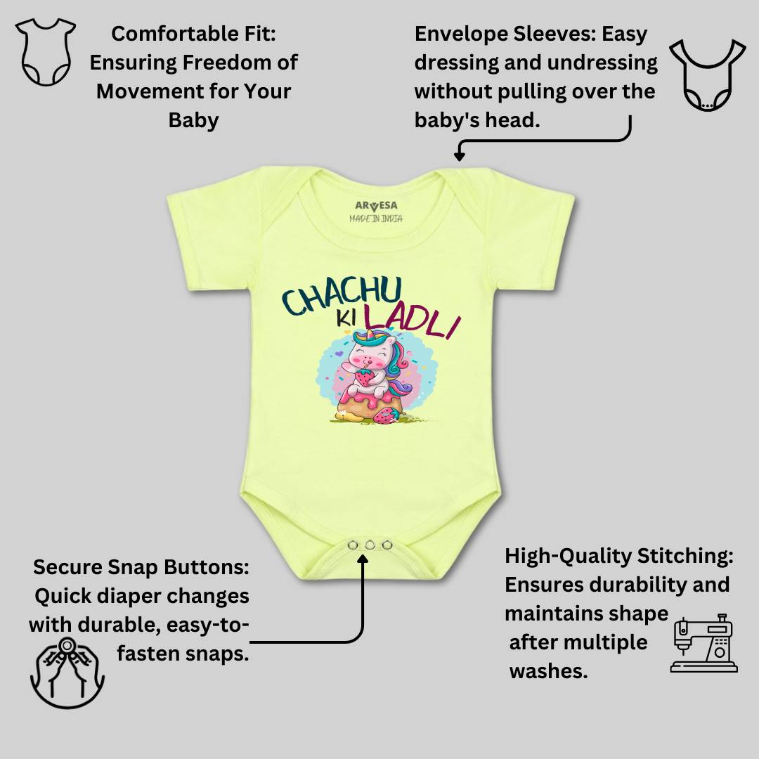 Arvesa Chachu Ki Ladli Design-1173 White 0-3 Months Jumpsuit for Baby Boy & Girl dress .