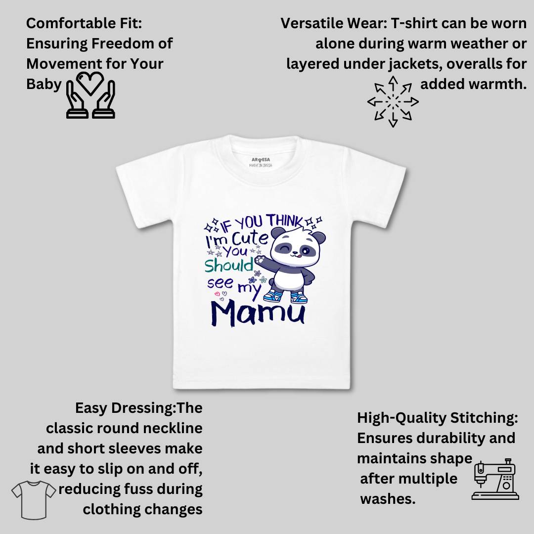 Arvesa I Am Cute You Should See My Mamu Design-1174 White 0-3 Months Jumpsuit Baby Boy & Girl dress .