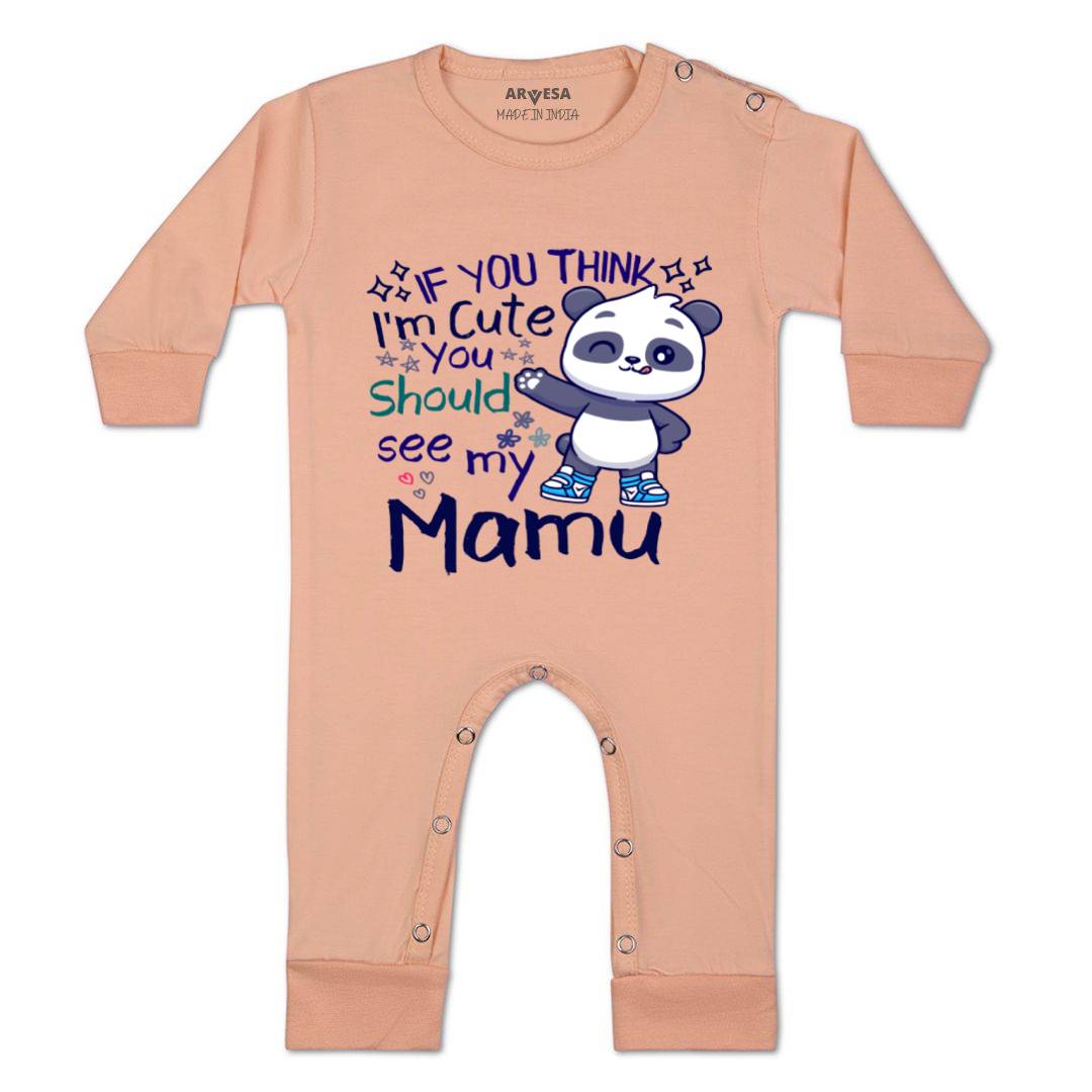 Arvesa I Am Cute You Should See My Mamu Design-1174 White 0-3 Months Jumpsuit Baby Boy & Girl dress .