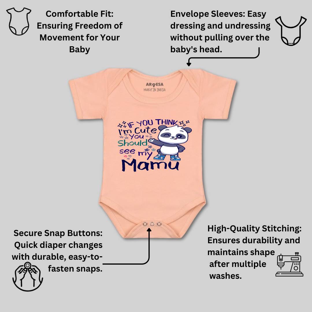 Arvesa I Am Cute You Should See My Mamu Design-1174 White 0-3 Months Jumpsuit Baby Boy & Girl dress .
