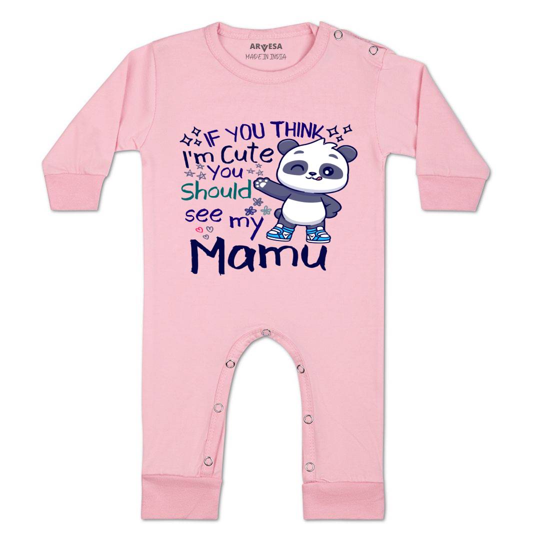 Arvesa I Am Cute You Should See My Mamu Design-1174 White 0-3 Months Jumpsuit Baby Boy & Girl dress .