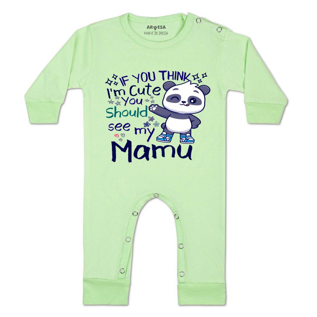 Arvesa I Am Cute You Should See My Mamu Design-1174 White 0-3 Months Jumpsuit Baby Boy & Girl dress .