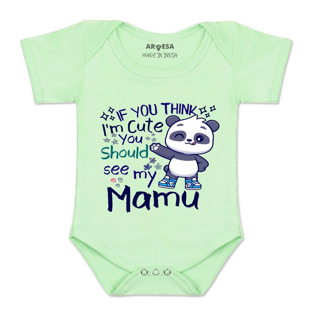 Arvesa I Am Cute You Should See My Mamu Design-1174 White 0-3 Months Jumpsuit Baby Boy & Girl dress .