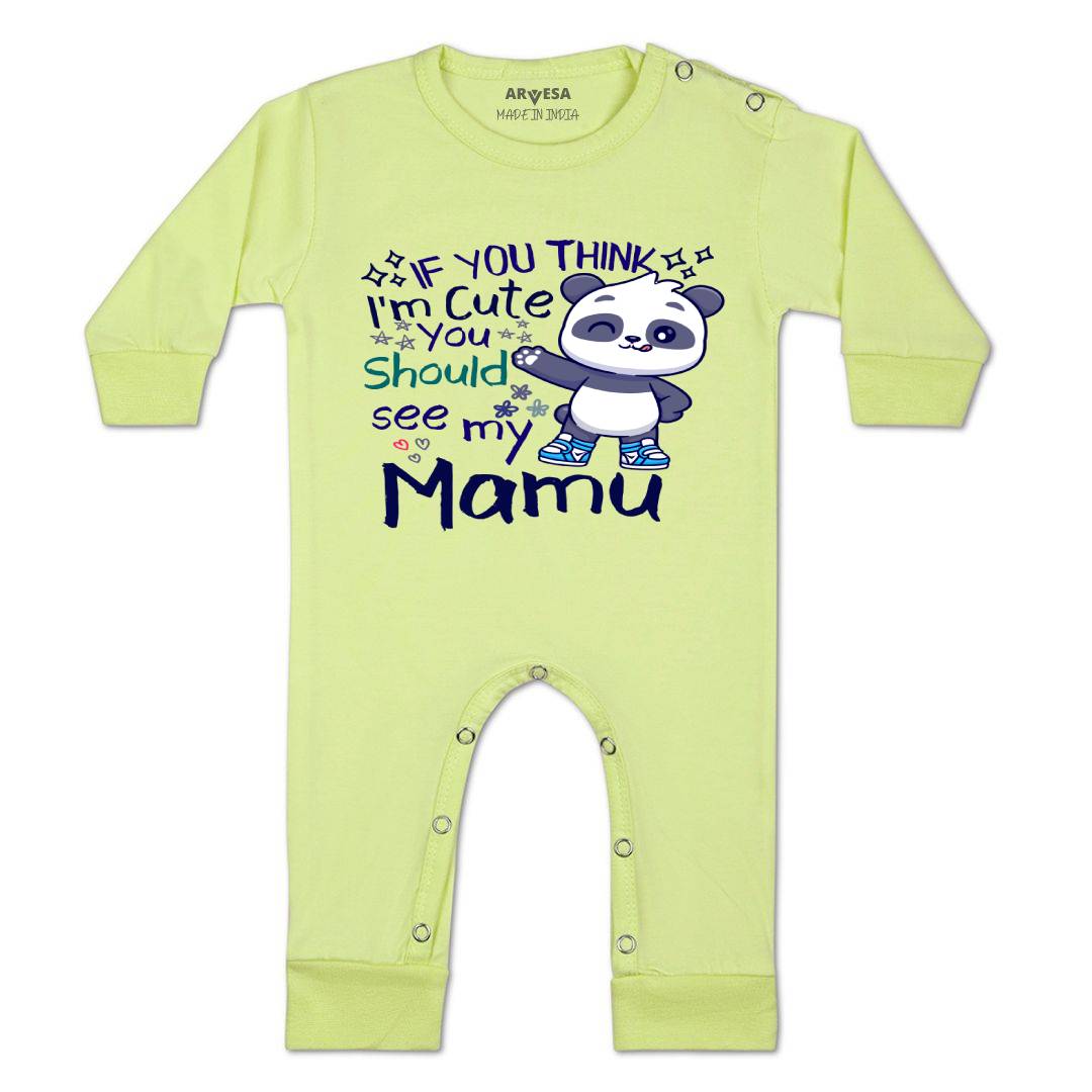 Arvesa I Am Cute You Should See My Mamu Design-1174 White 0-3 Months Jumpsuit Baby Boy & Girl dress .