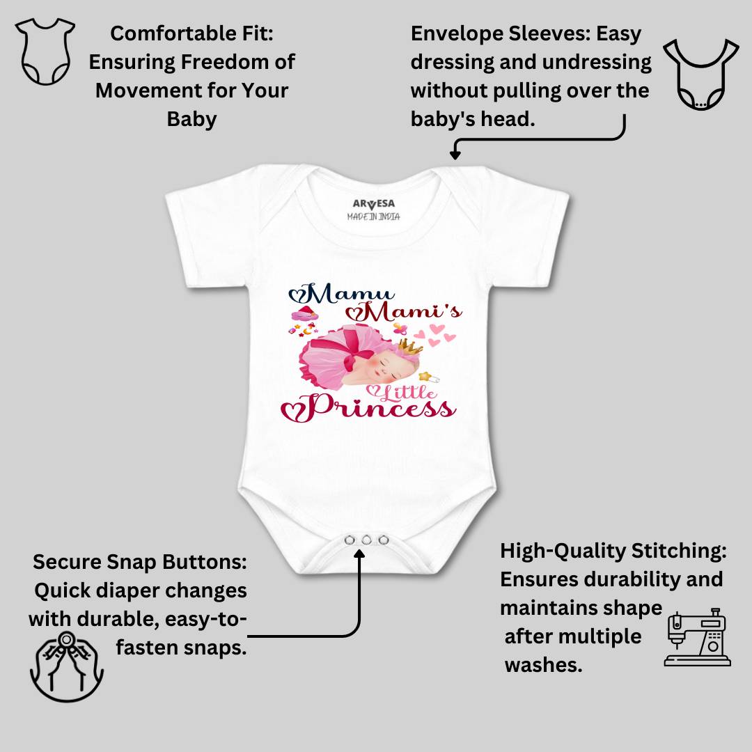 Arvesa Mamu Mami Little Princess Design-1214 White 0-3 Months Jumpsuit for Baby Boy & Girl dress .