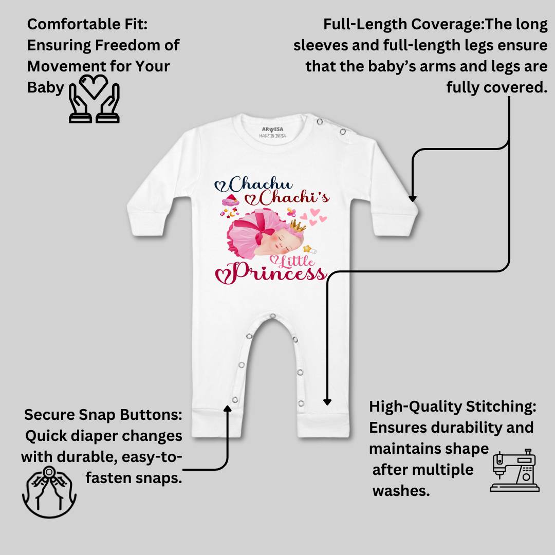 Arvesa Chachu Chachi'S Little Princess Design-1215 White 0-3 Months Jumpsuit Baby Boy & Girl dress .