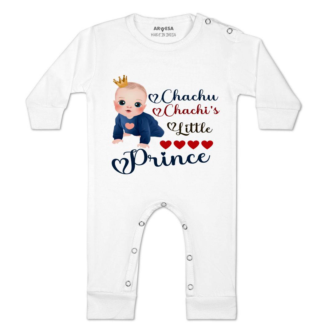 Arvesa Chachu Chachi'S Little Prince Design-1217 White 0-3 Months Jumpsuit for Baby Boy & Girl dress .