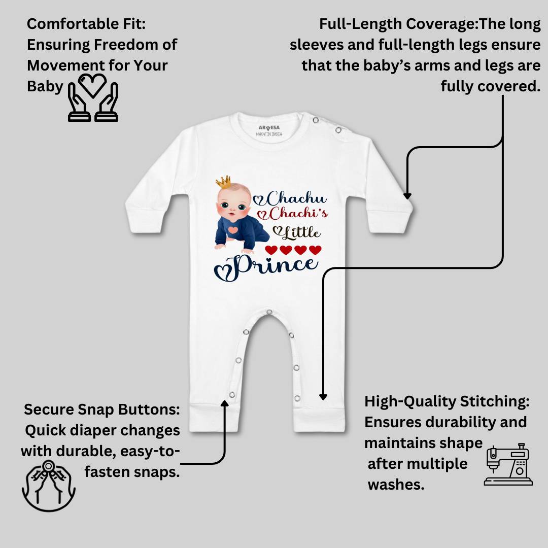 Arvesa Chachu Chachi'S Little Prince Design-1217 White 0-3 Months Jumpsuit for Baby Boy & Girl dress .