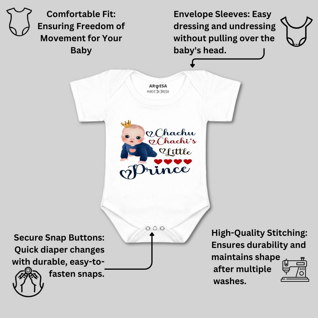 Arvesa Chachu Chachi'S Little Prince Design-1217 White 0-3 Months Jumpsuit for Baby Boy & Girl dress .