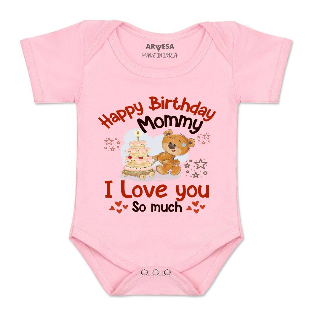 Arvesa Happy Birthday Mummy. I Love You So Much. Design-1304 White 0-3 Jumpsuit Baby Boy & Girl dress .