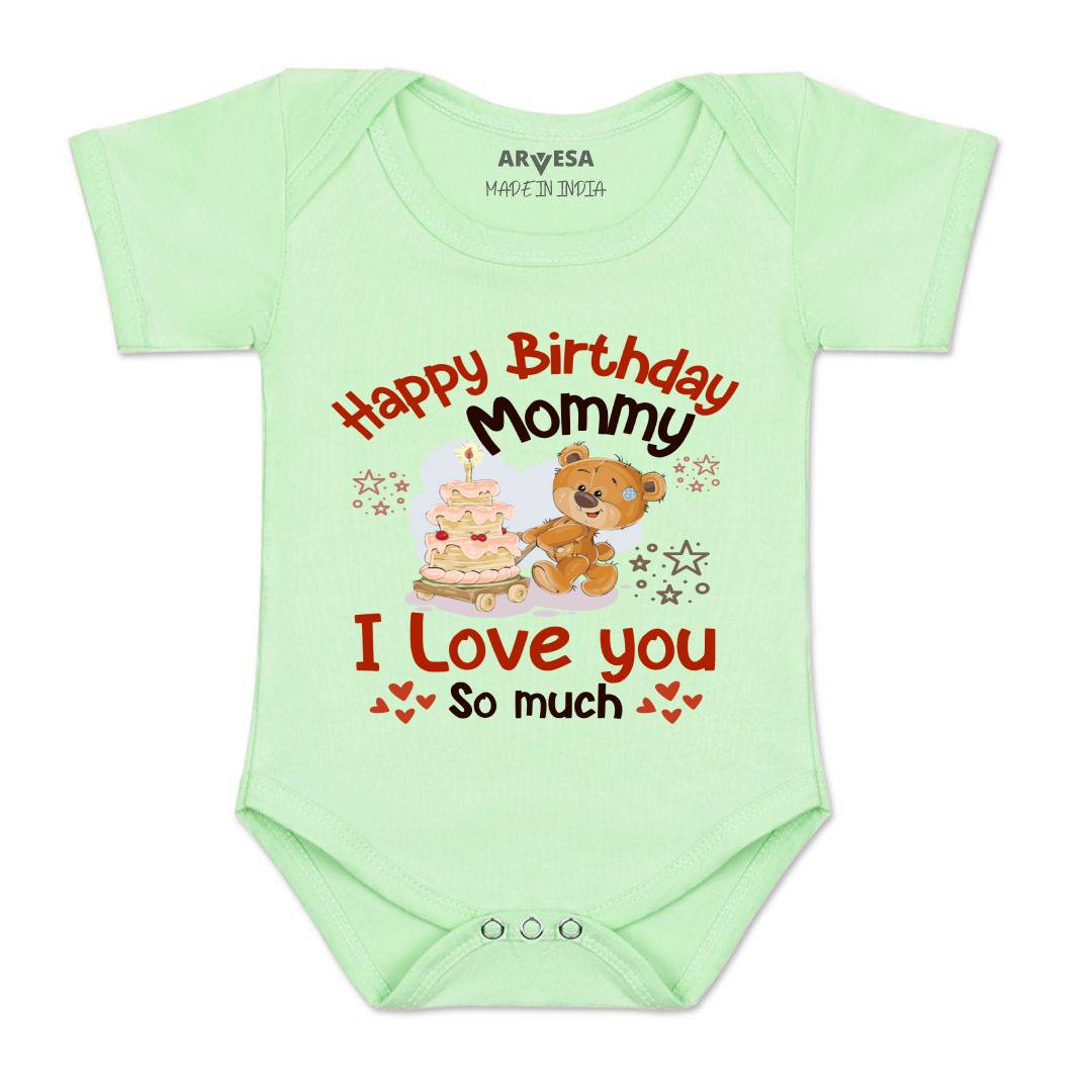 Arvesa Happy Birthday Mummy. I Love You So Much. Design-1304 White 0-3 Jumpsuit Baby Boy & Girl dress .