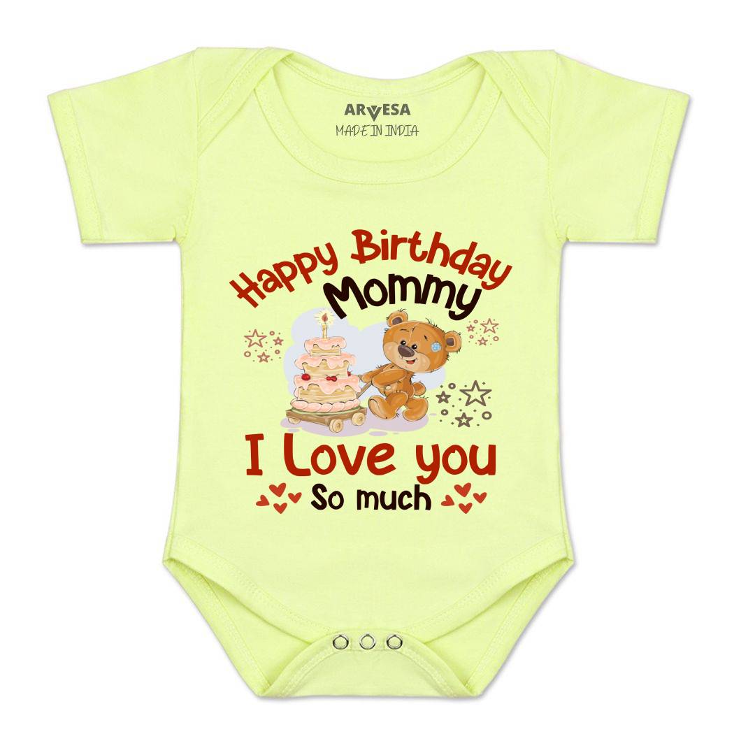 Arvesa Happy Birthday Mummy. I Love You So Much. Design-1304 White 0-3 Jumpsuit Baby Boy & Girl dress .
