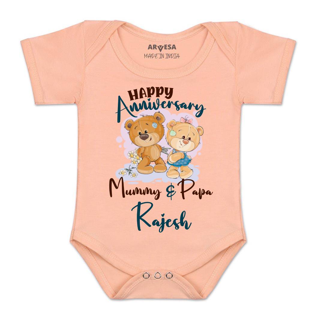 Arvesa Happy Anniversary Mummy & Papa Baby Boy & Girl Dress