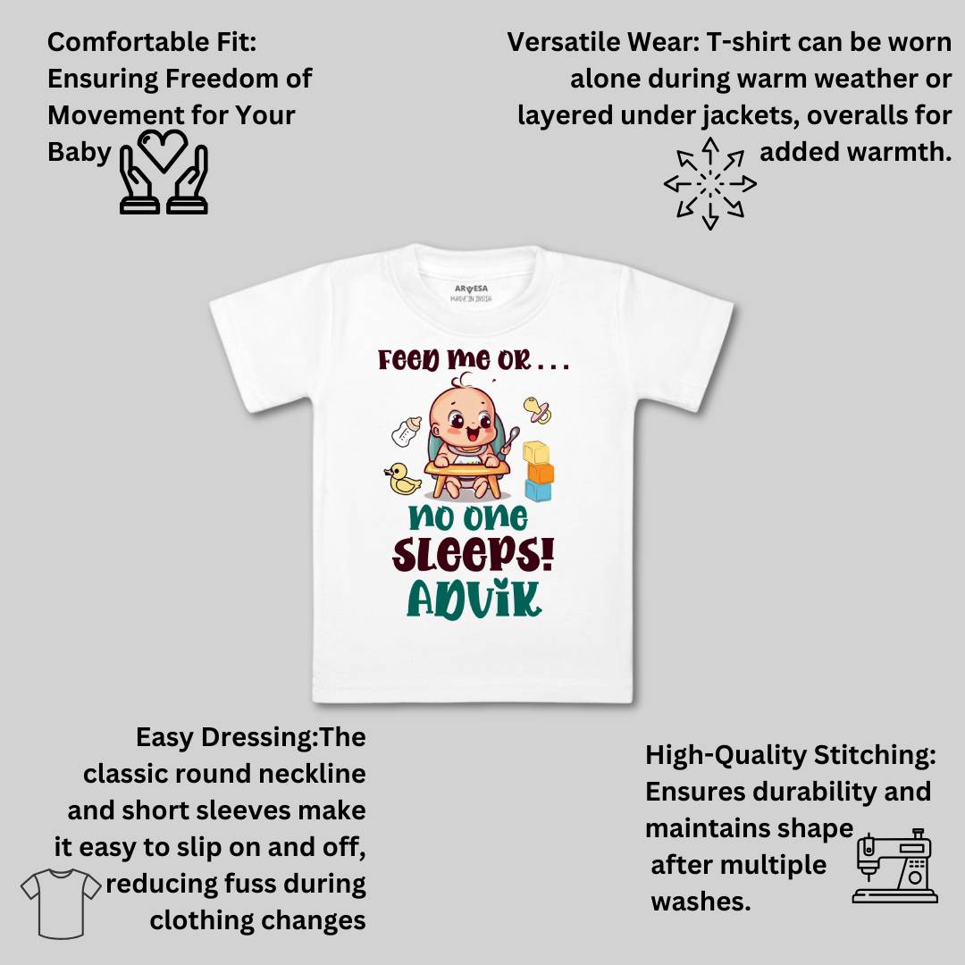 Arvesa Feed Me Or No One Sleeps Baby Boy & Girl Dress