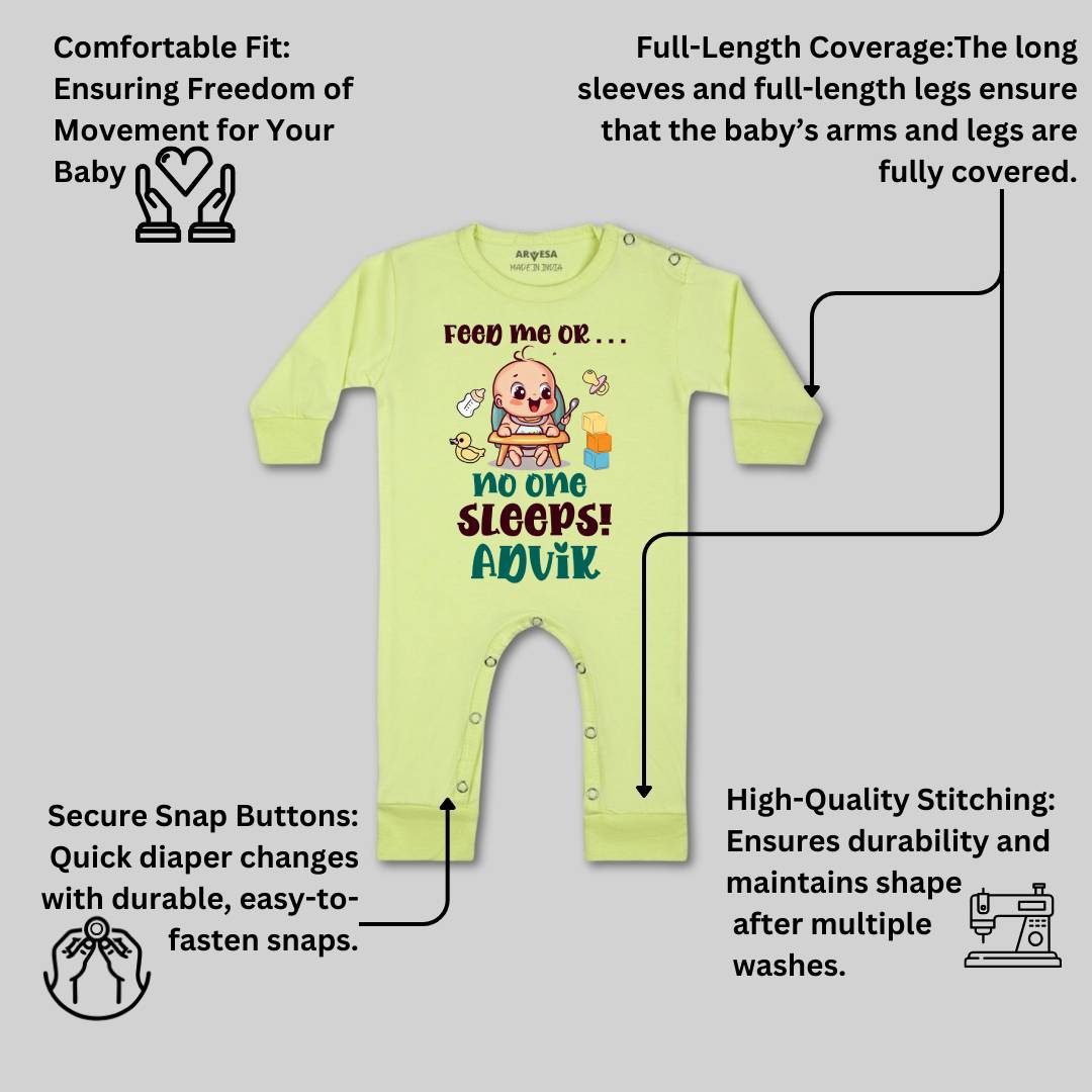 Arvesa Feed Me Or No One Sleeps Baby Boy & Girl Dress