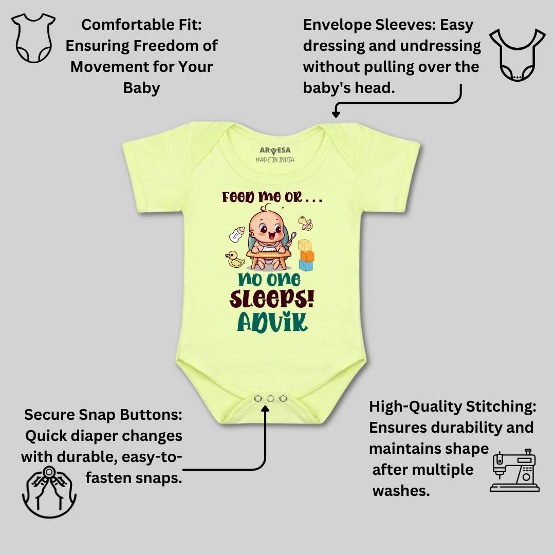 Arvesa Feed Me Or No One Sleeps Baby Boy & Girl Dress
