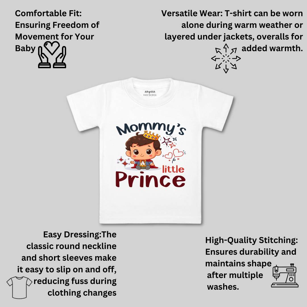 Arvesa Mommy Little Prince Design-1464 White 0-3 Months Jumpsuit for Baby Boy & Girl dress .
