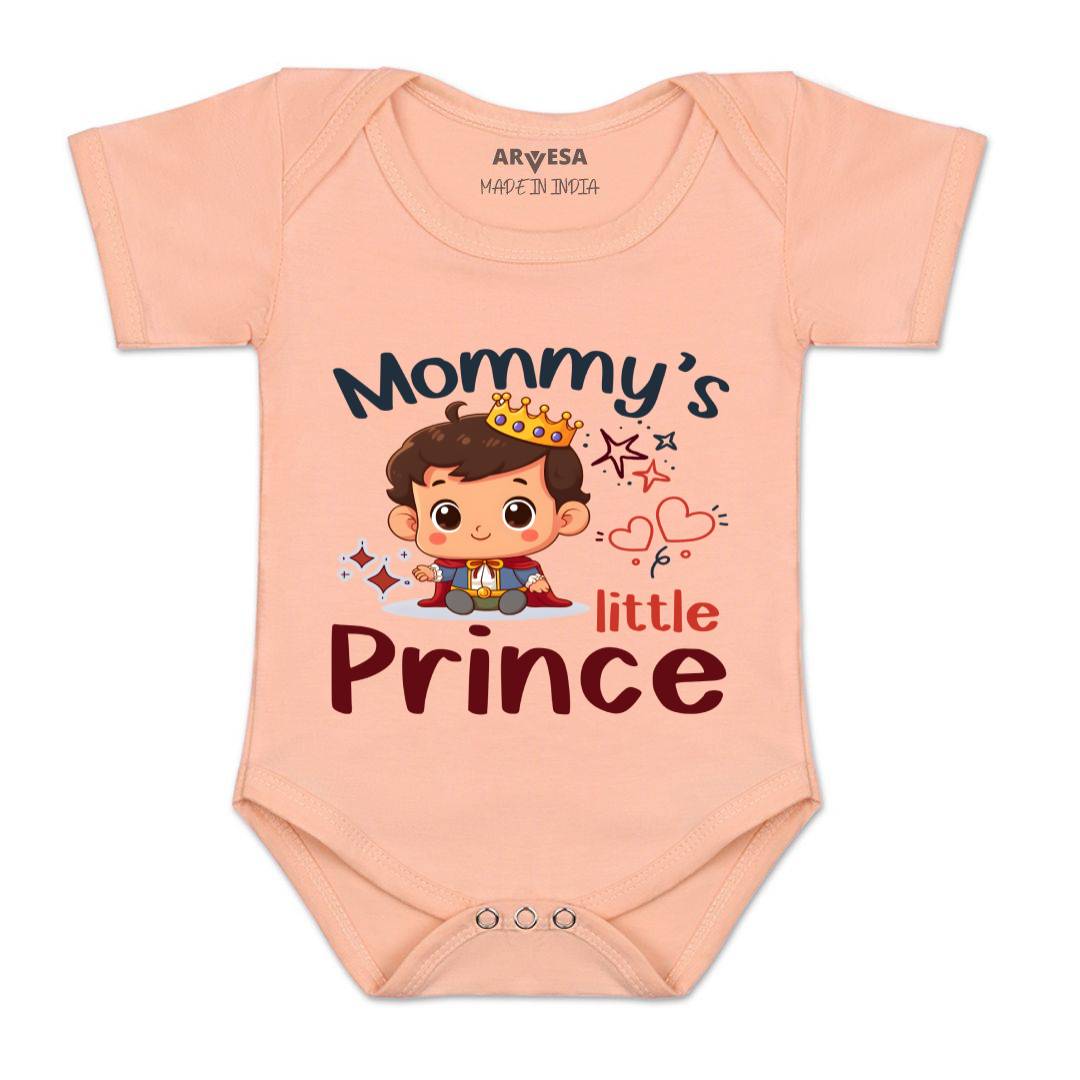 Arvesa Mommy Little Prince Design-1464 White 0-3 Months Jumpsuit for Baby Boy & Girl dress .