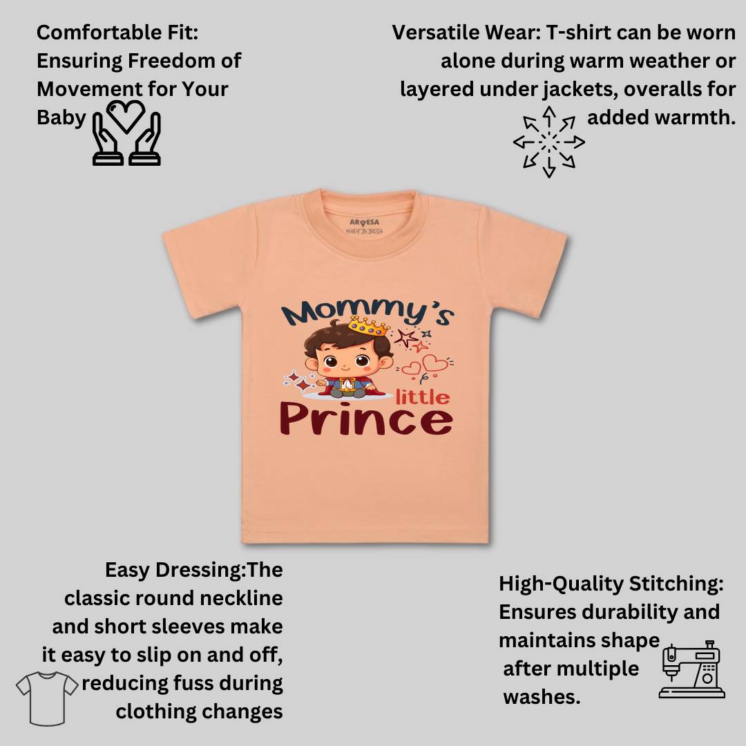 Arvesa Mommy Little Prince Design-1464 White 0-3 Months Jumpsuit for Baby Boy & Girl dress .
