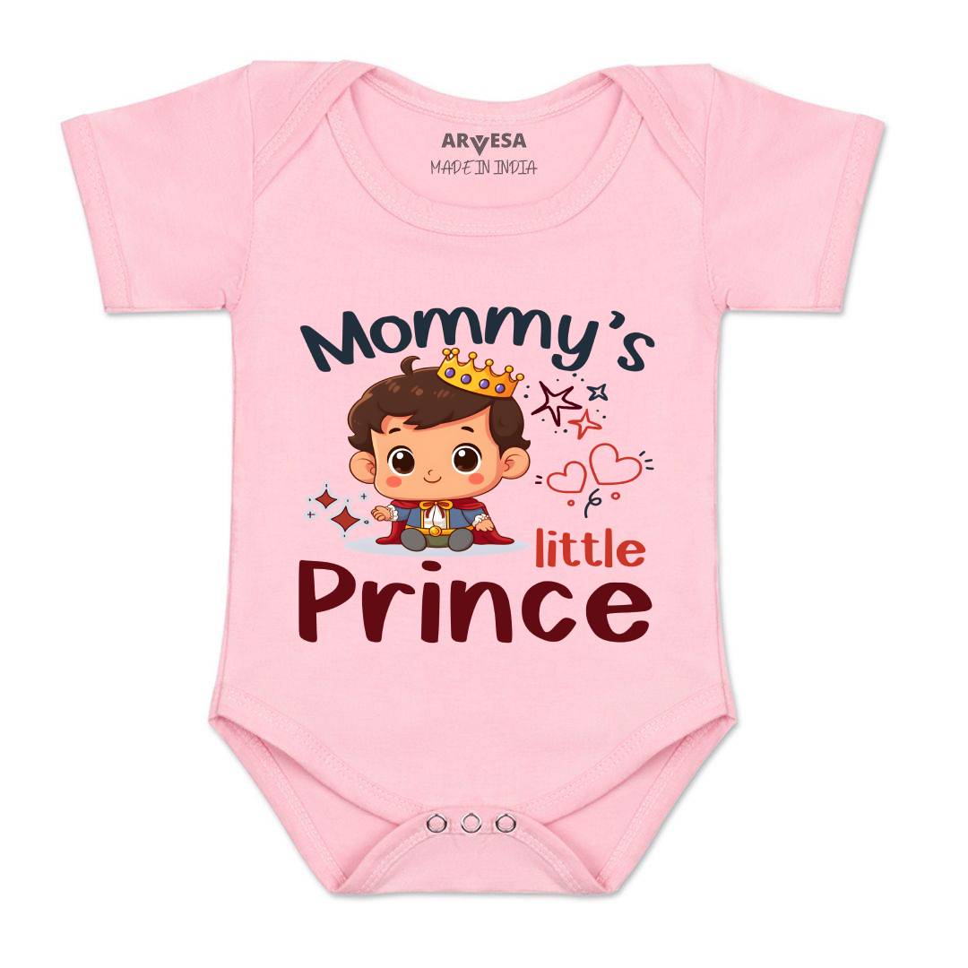 Arvesa Mommy Little Prince Design-1464 White 0-3 Months Jumpsuit for Baby Boy & Girl dress .