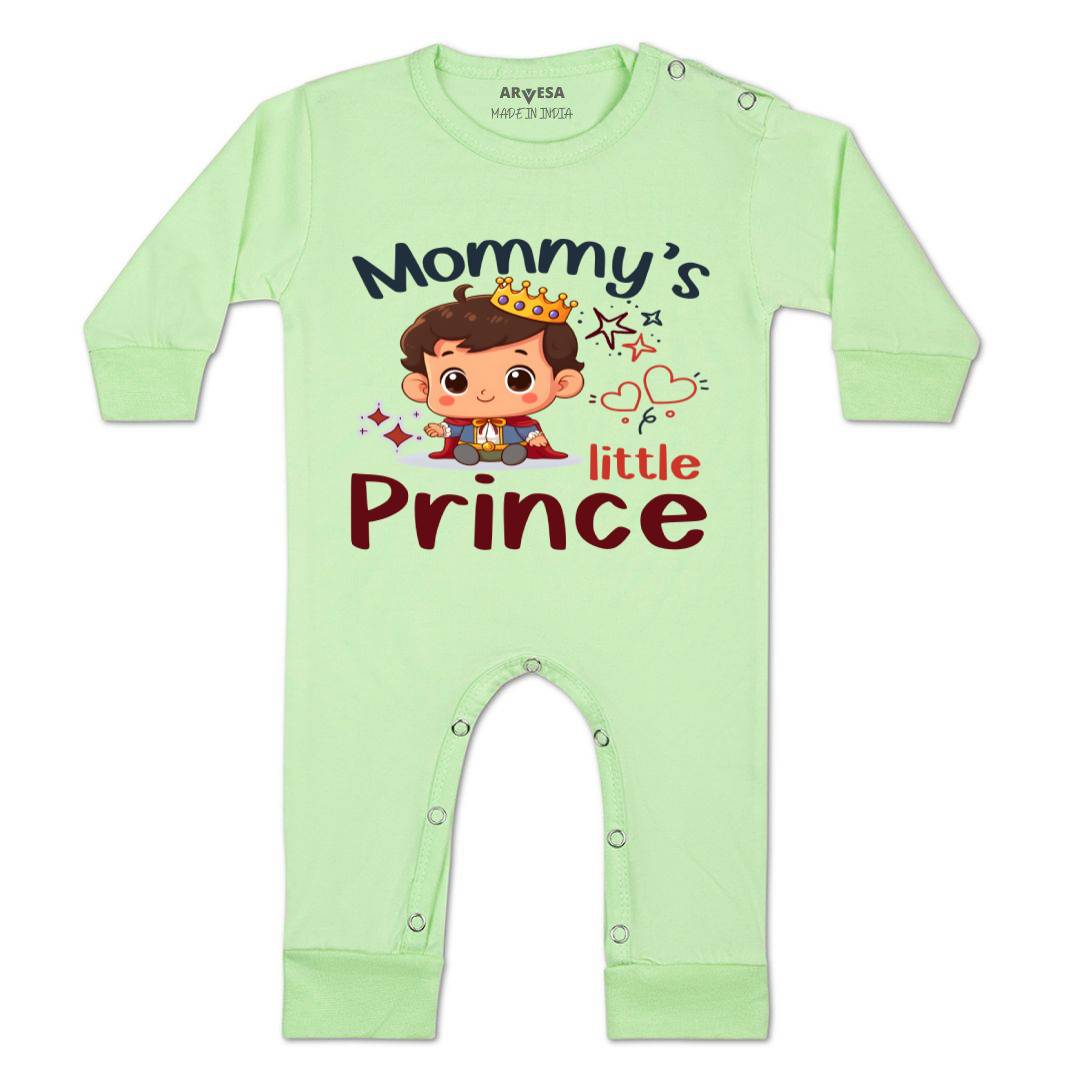 Arvesa Mommy Little Prince Design-1464 White 0-3 Months Jumpsuit for Baby Boy & Girl dress .