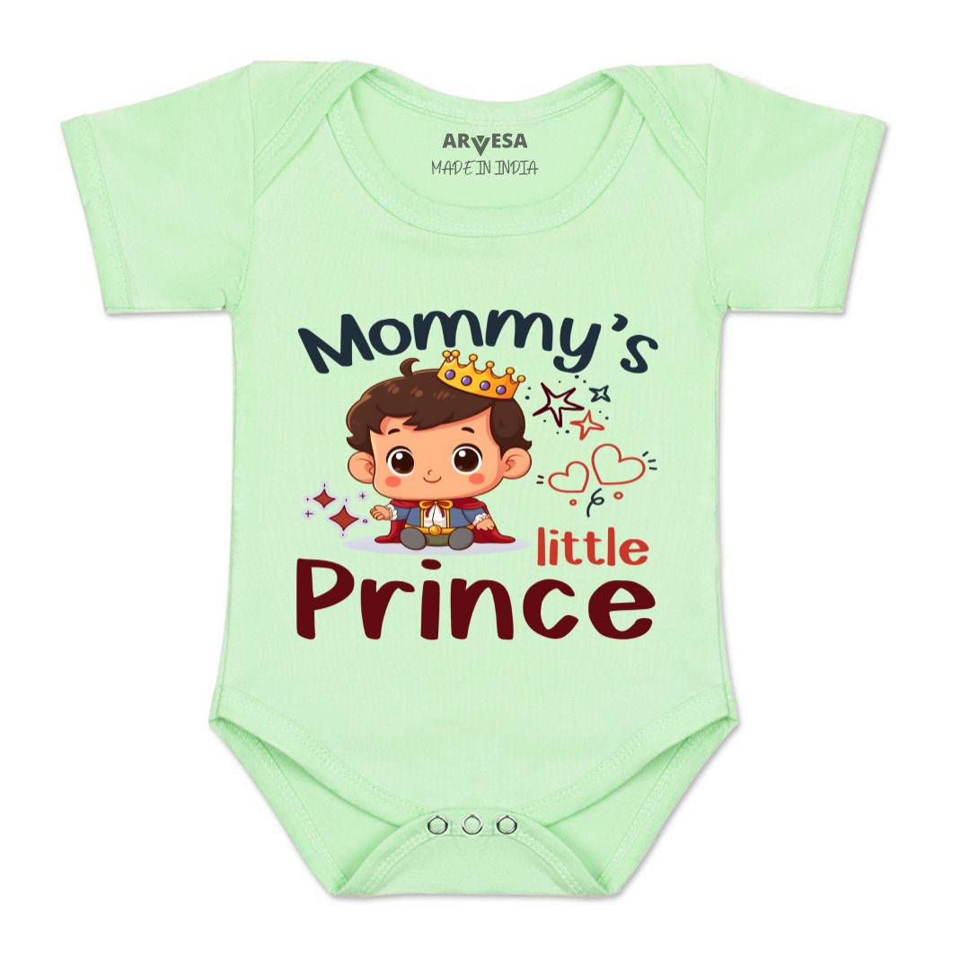 Arvesa Mommy Little Prince Design-1464 White 0-3 Months Jumpsuit for Baby Boy & Girl dress .