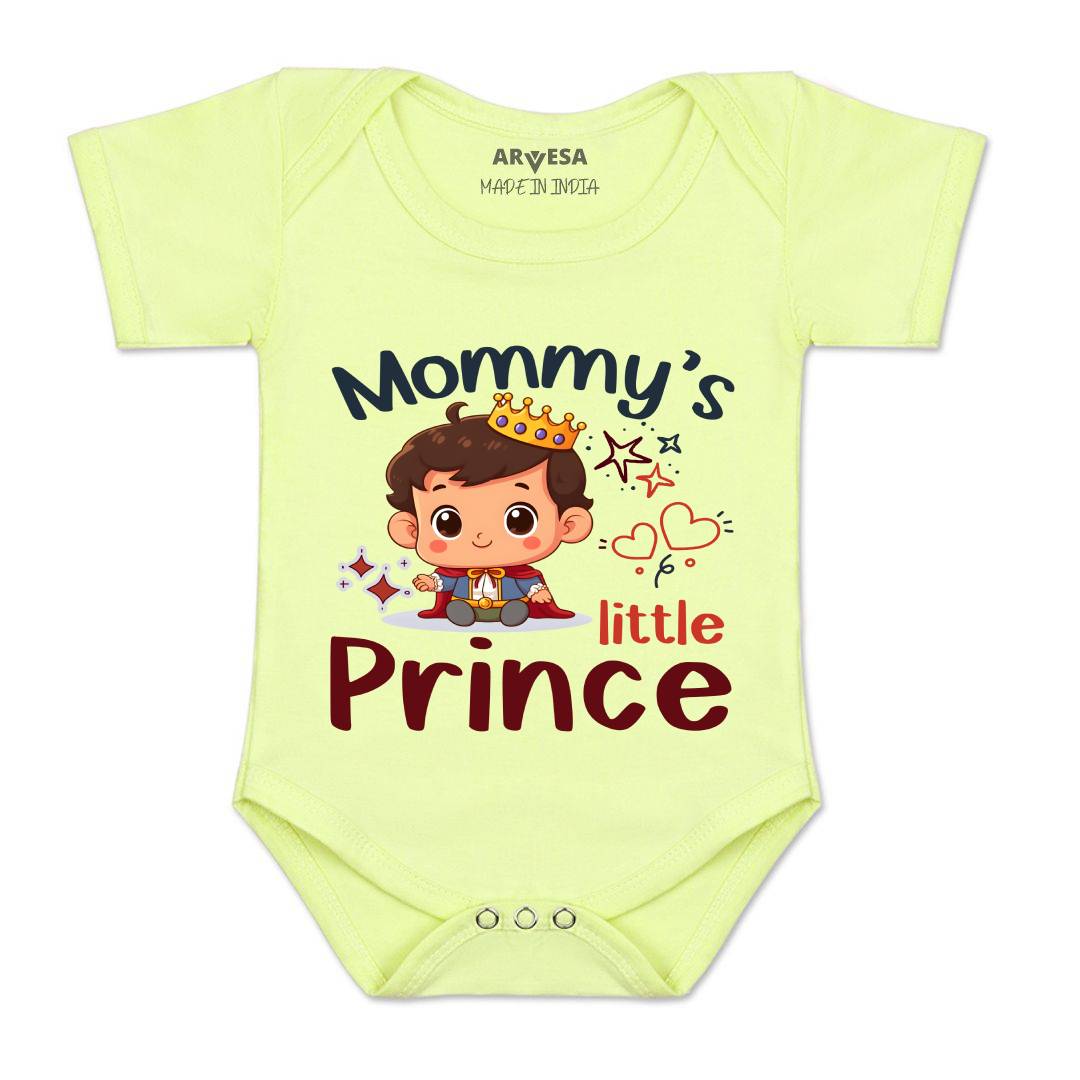 Arvesa Mommy Little Prince Design-1464 White 0-3 Months Jumpsuit for Baby Boy & Girl dress .