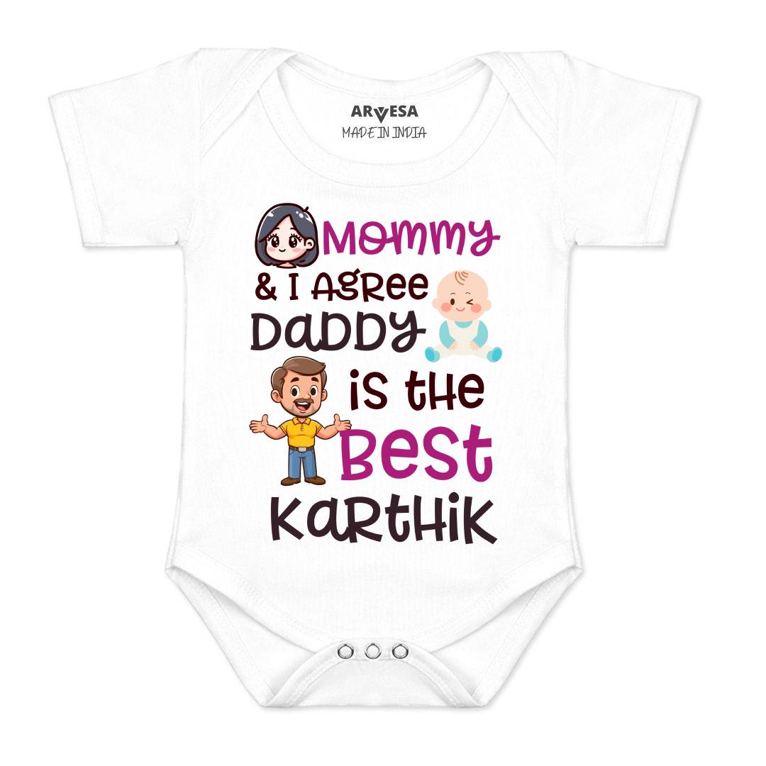 Arvesa Mommy & I Agree Daddy Is The Best Baby Boy & Girl Dress