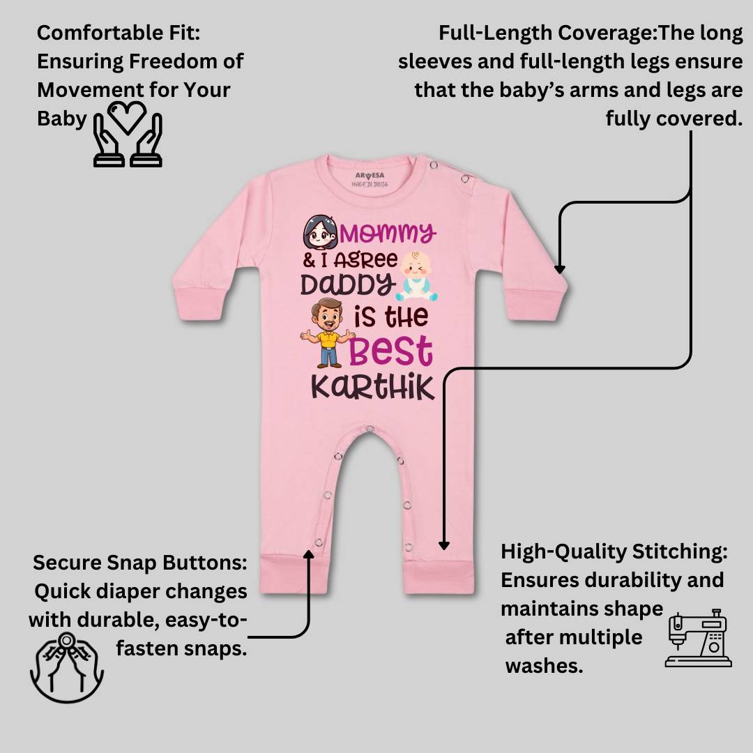 Arvesa Mommy & I Agree Daddy Is The Best Baby Boy & Girl Dress