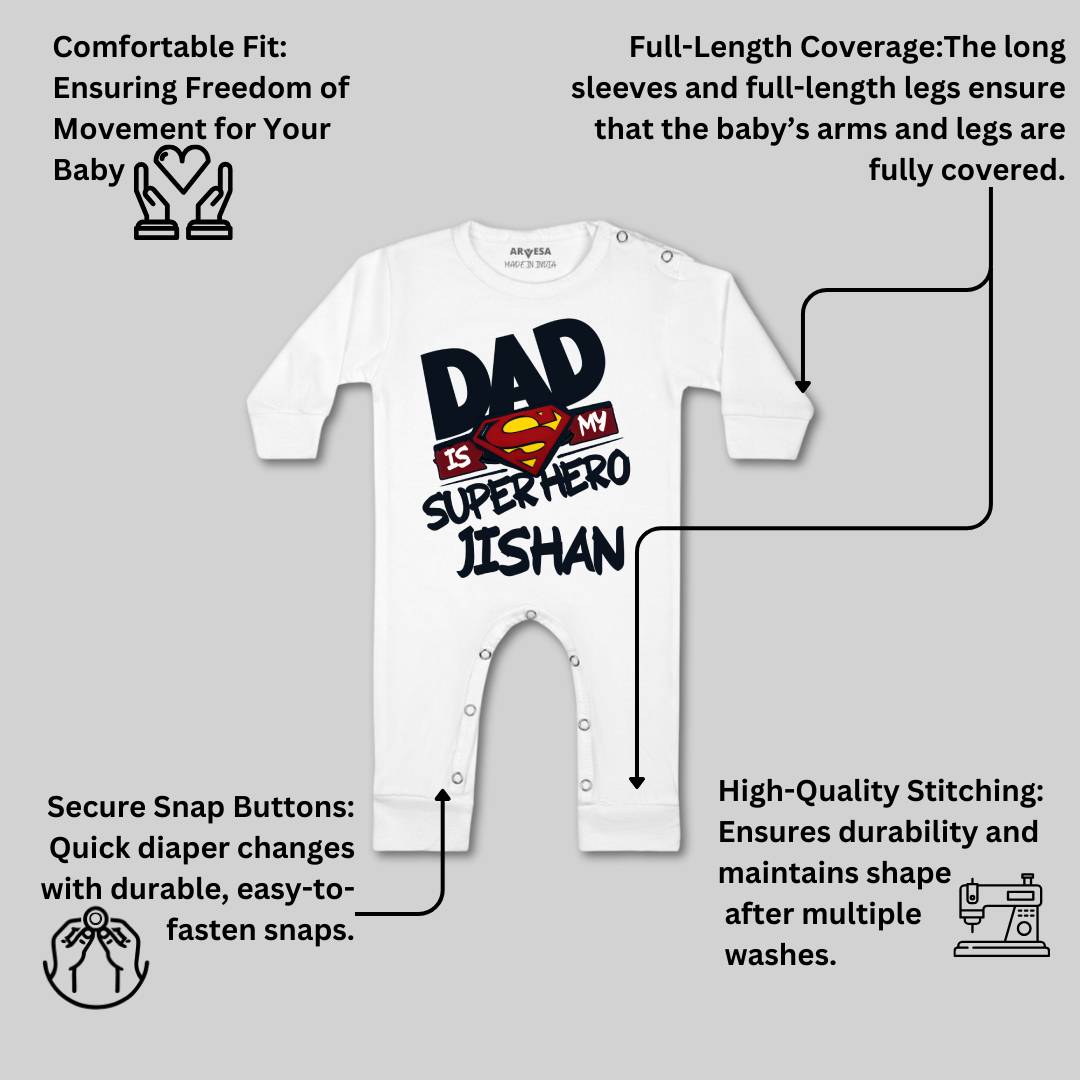 Arvesa Dad Is My Superhero Baby Boy & Girl Dress