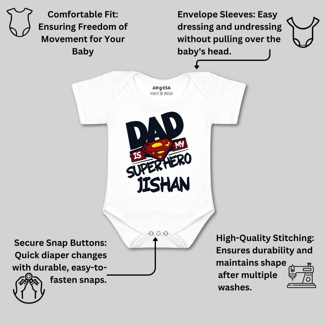 Arvesa Dad Is My Superhero Baby Boy & Girl Dress