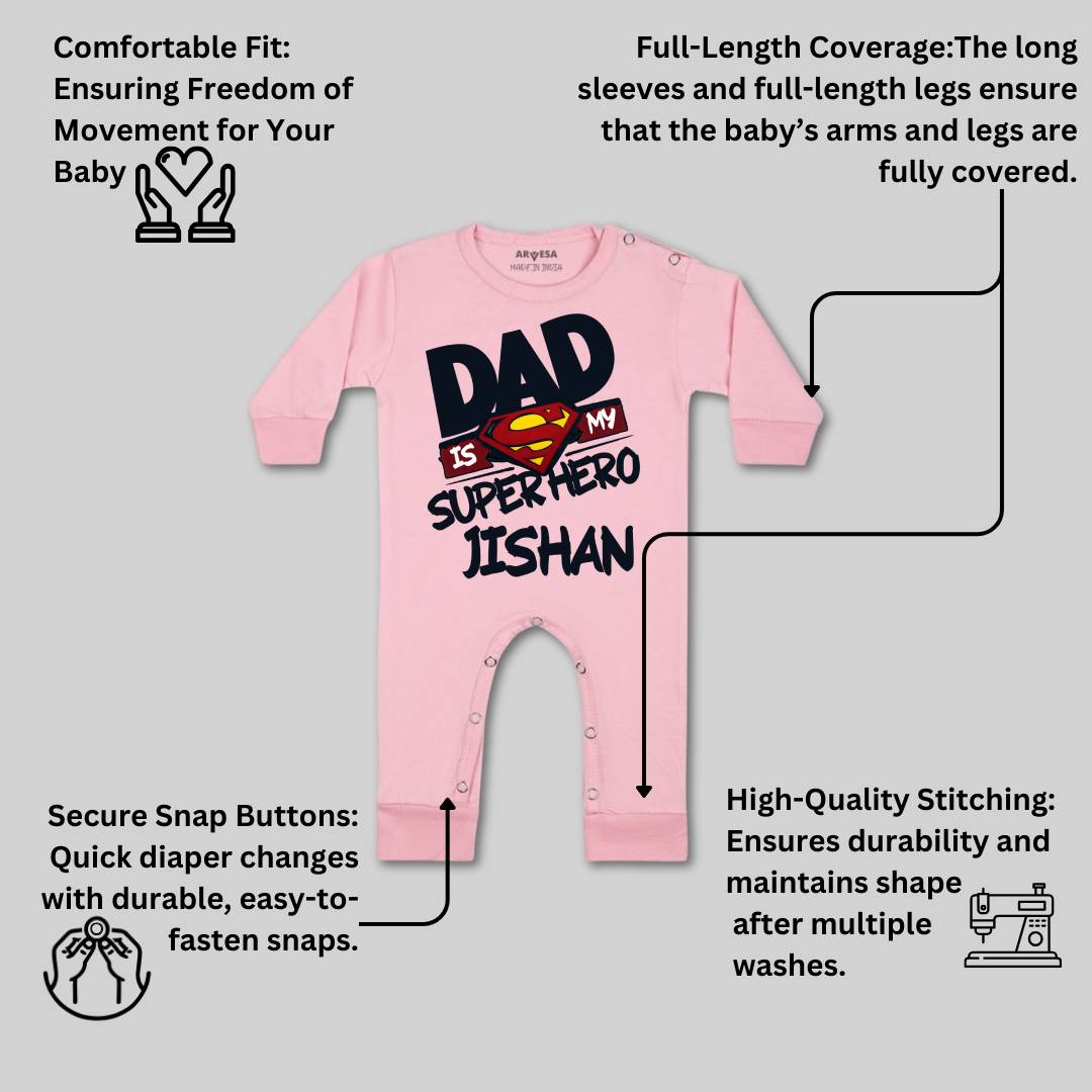 Arvesa Dad Is My Superhero Baby Boy & Girl Dress
